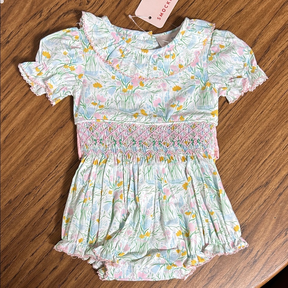 Smocked Floral Bodysuit - Summer Flowers